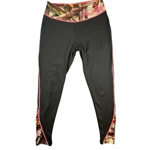 Huntworth Women's Leggings‎ Size S Brown Camo Pink Trim Activewear